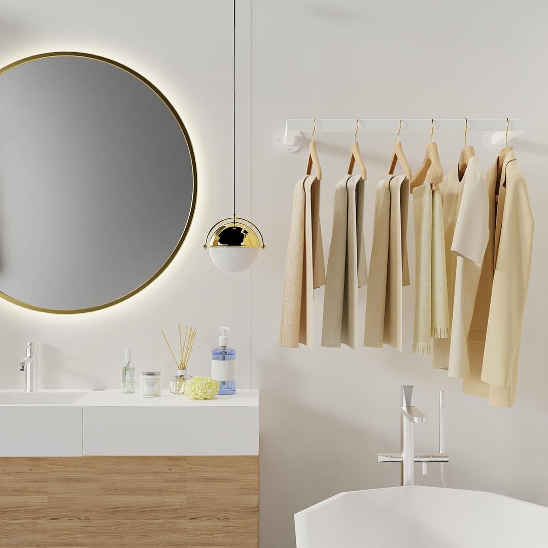 Yawinhe 64cm Kleiderstangen für die Wand, Industrieller Rohr Kleiderständer, Platzsparend, Wandregal