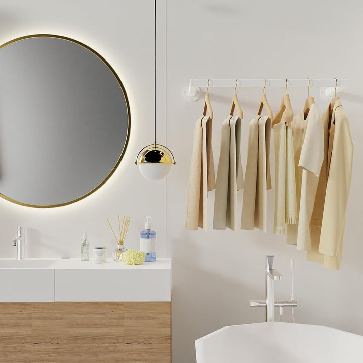 Yawinhe 64cm Kleiderstangen für die Wand, Industrieller Rohr Kleiderständer, Platzsparend, Wandregal