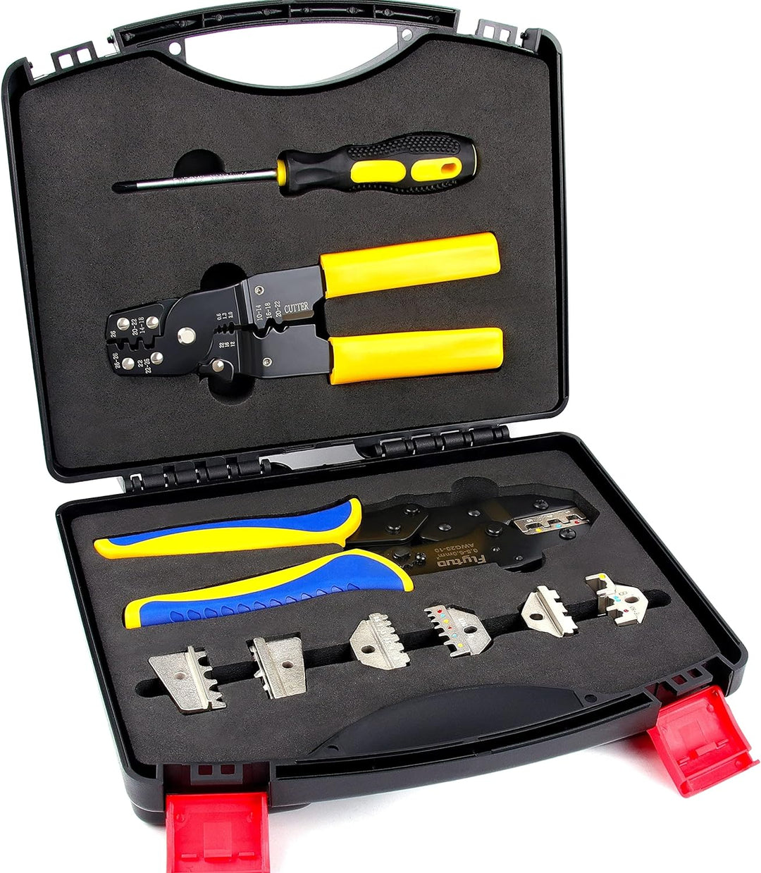 Flytuo Crimpzangen-Set mit Drahtabisolierer und Kabelschneider - 4 austauschbare Schneidesätze für i