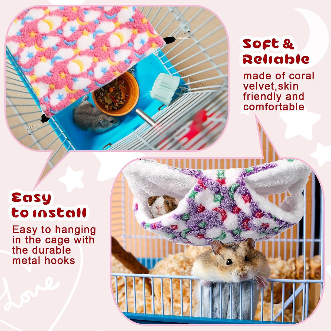 4 Stück Meerschweinchen Hängematten für Ratten Frettchen Hängematte für Kleintier Weich Warmes Fleec