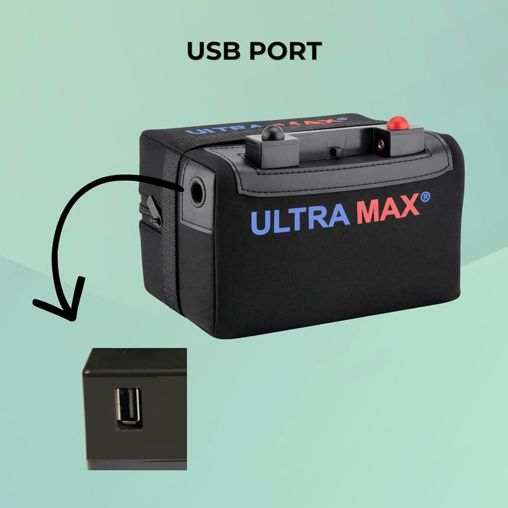 ULTRAMAX 12V 22AH LITHIUM GOLF TROLLEY BATTERY WITH USB PORT (LI22-12USB)