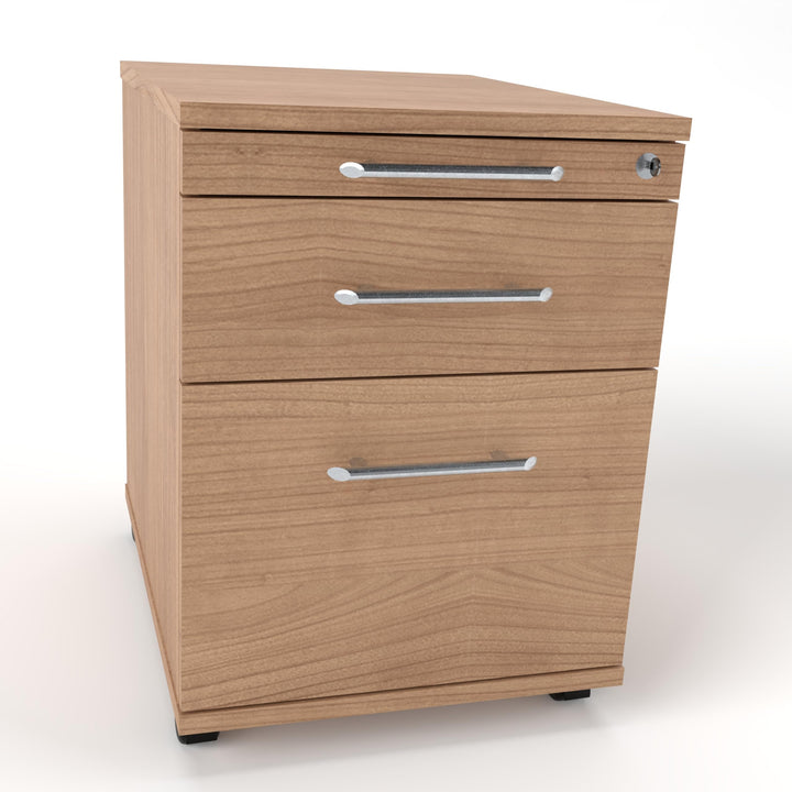 Rollcontainer CADI 43×58×59 cm – abschliessbarer Bürocontainer in Nussbaum mit Orga-, Universal- und
