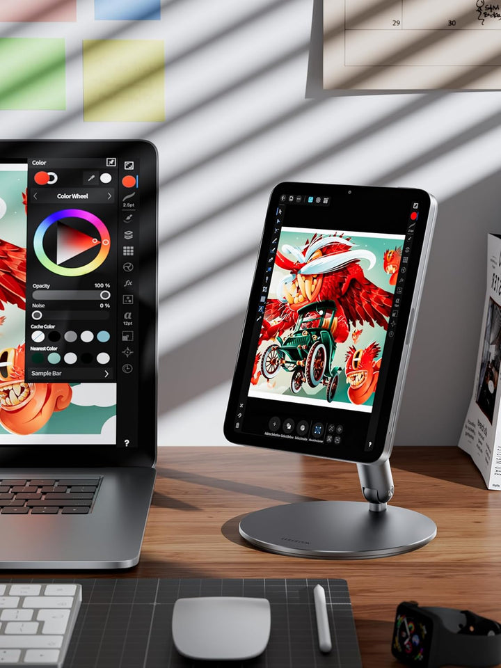 LULULOOK Magnetisch iPad mini 7 Ständer mit 360° Drehbar Basis, Aluminium Faltbar Mini 6 Halterung T