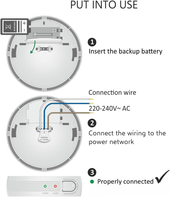 ELRO FS1110P Rauchwarnmelder - 230 Volt - verdrahtet vernetzbarer mit 10 Jahres Back-Up Batterie - E