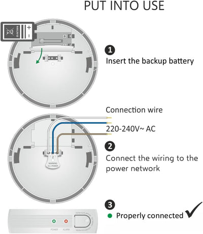 ELRO FS1110P Rauchwarnmelder - 230 Volt - verdrahtet vernetzbarer mit 10 Jahres Back-Up Batterie - E