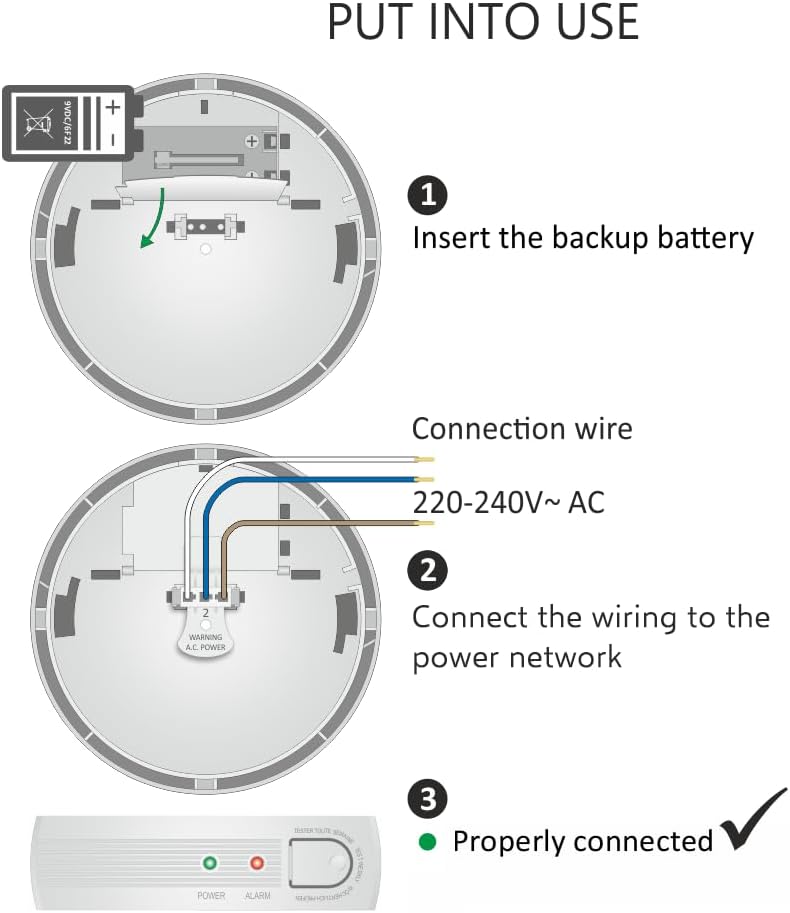 ELRO FS1110P Rauchwarnmelder - 230 Volt - verdrahtet vernetzbarer mit 10 Jahres Back-Up Batterie - E