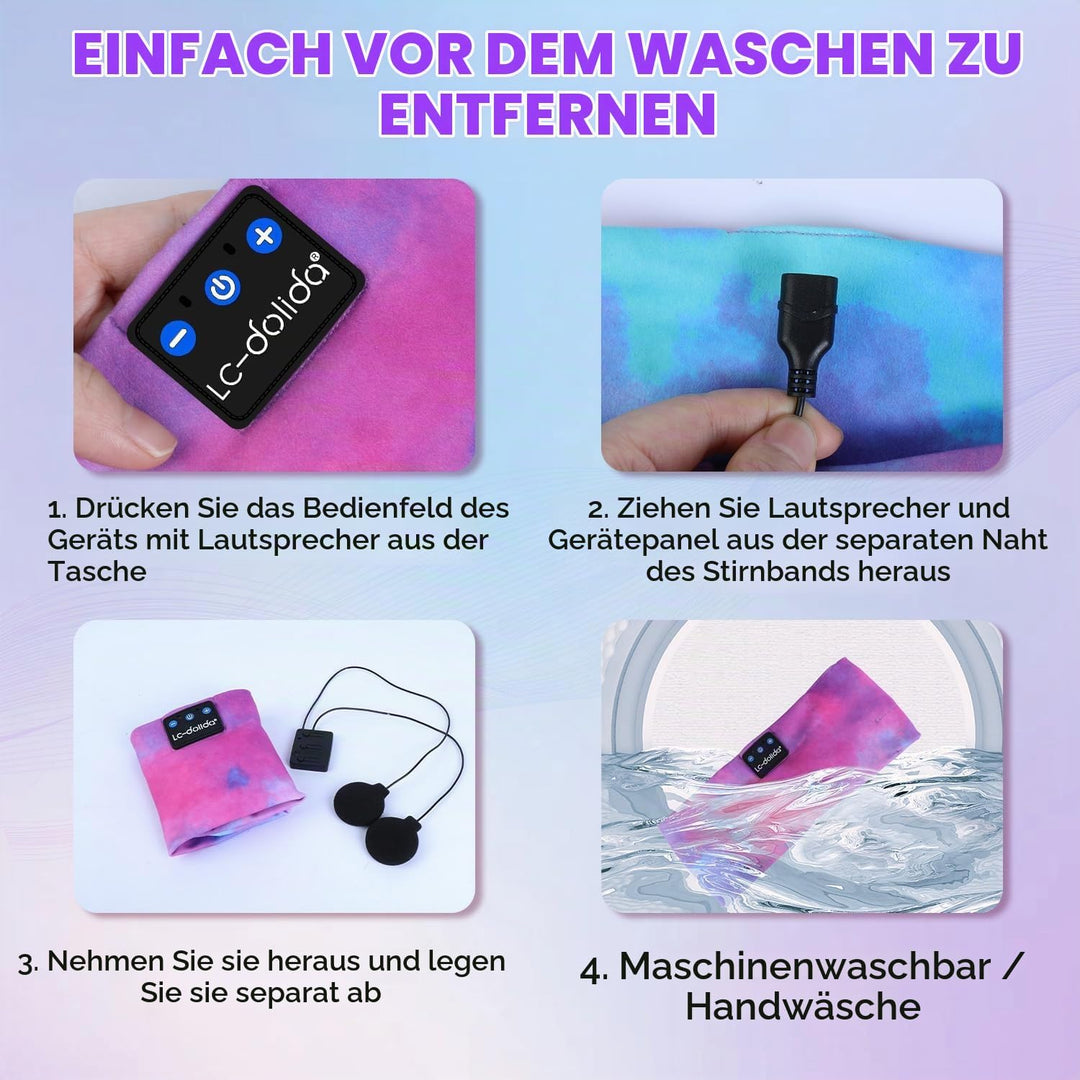LC-dolida Schlafkopfhörer Bluetooth Sport-Kopfhörer Stirnband, Kabellos Schlafen Kopfhörer 15+ Stund