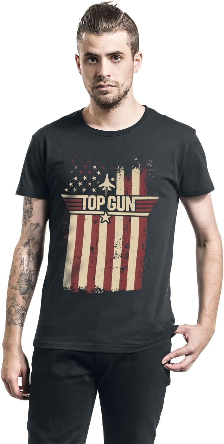 Top Gun Flag Männer T-Shirt schwarz XXL 100% Baumwolle Fan-Merch, Filme