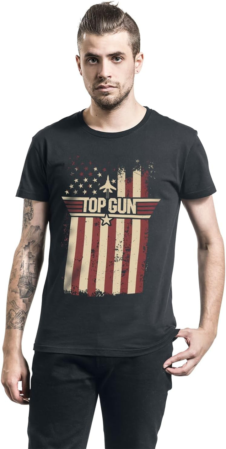 Top Gun Flag Männer T-Shirt schwarz XXL 100% Baumwolle Fan-Merch, Filme
