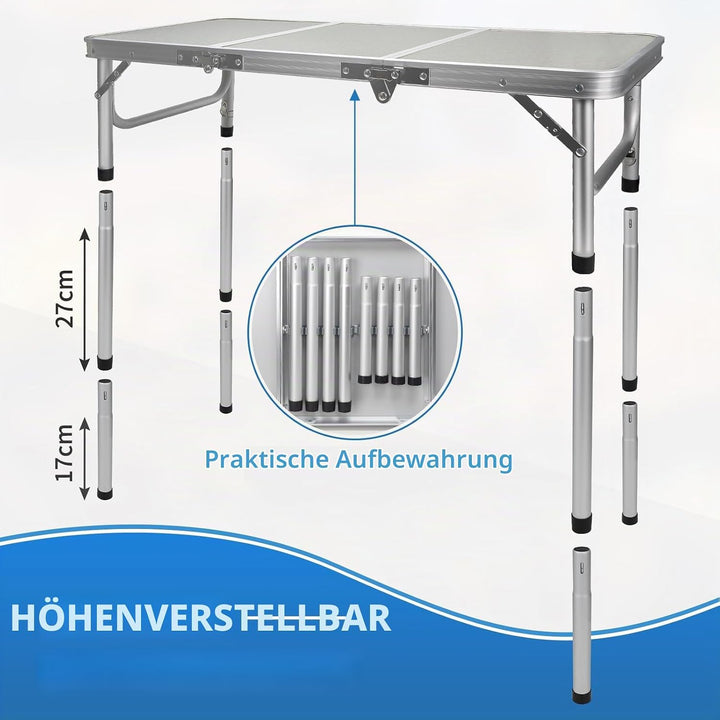CPROSP Campingtisch Klappbar 90 * 40cm, Koffertisch Camping Faltbar, Camping Tisch, Markttisch Höhen