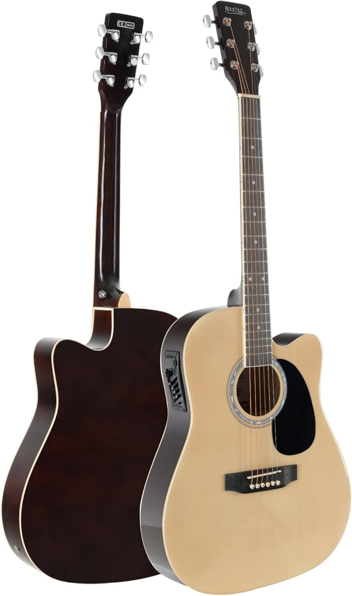 Rocktile WSD-8CE-NT Slim Line Westerngitarren Set - Dreadnought Akustik Gitarre - Westerngitarre mit