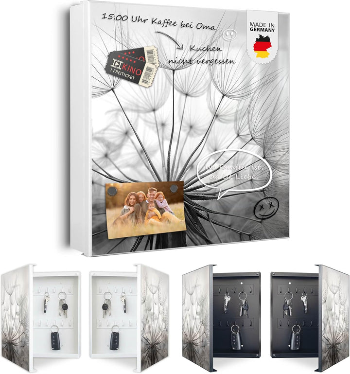 banjado Grosser Schlüsselkasten Metall - Schlüsselbox 30x30cm mit 32 Haken - Schlüsselkasten modern