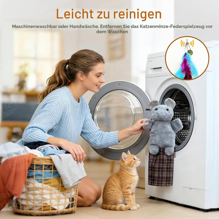 Katzen Wrestling Handschuh, interaktive Katzenspielzeug Handpuppe mit Katzenminze, Federn &amp; Glöckche