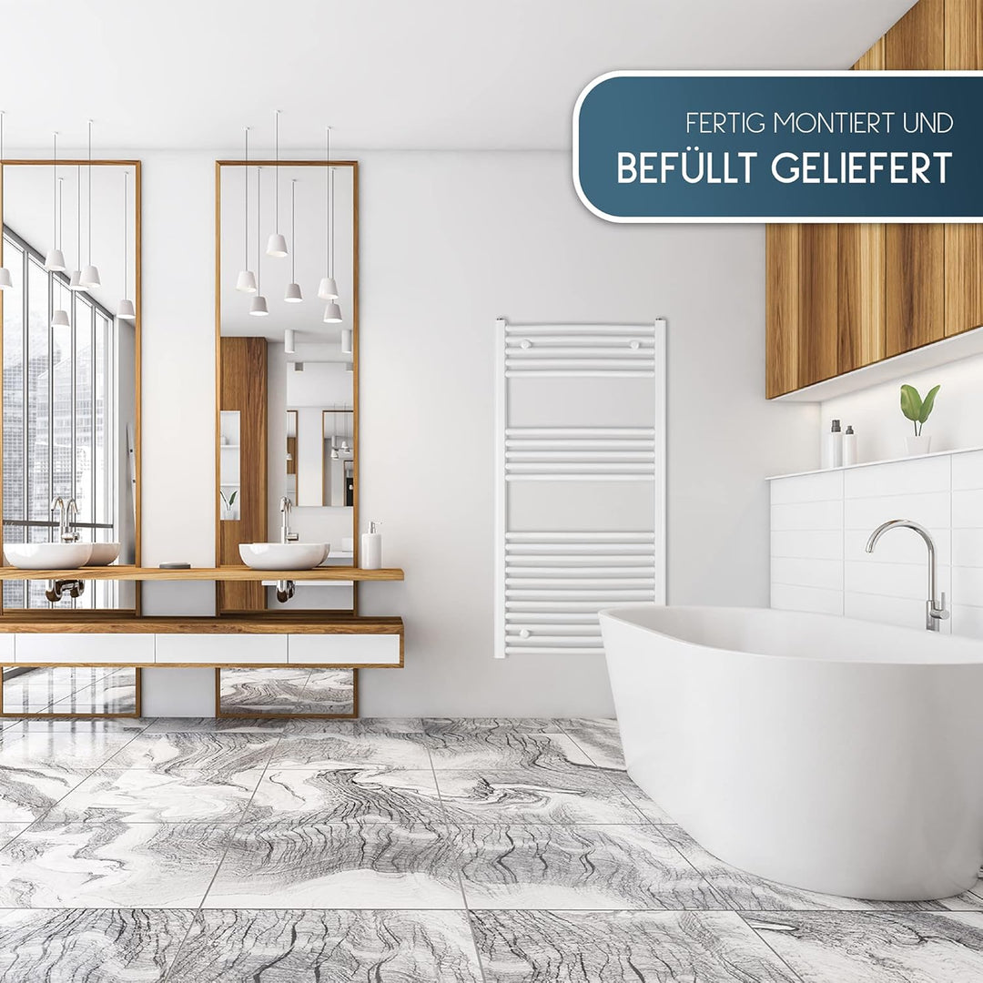 anapont elektrischer Badheizkörper 1175x750 weiss gebogen | Timer-Funktion, Handtuchheizkörper, Made