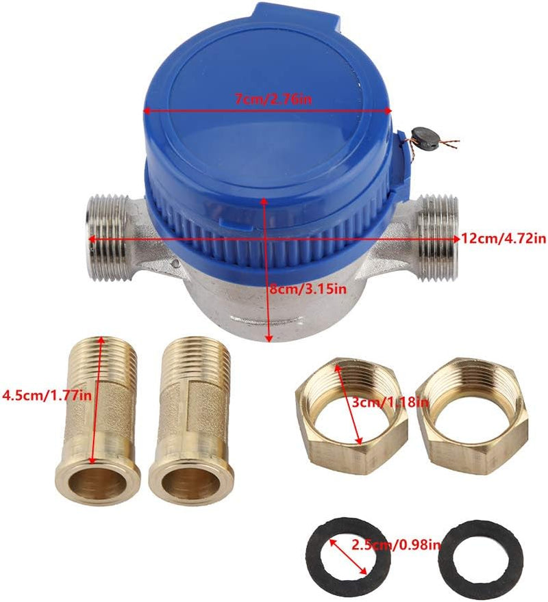 Cikonielf 1,5 m 3 / h 0-40 mechanischer Kupferwasserzähler 15 mm 1/2 Zoll Wasserstandsanzeige, geeig