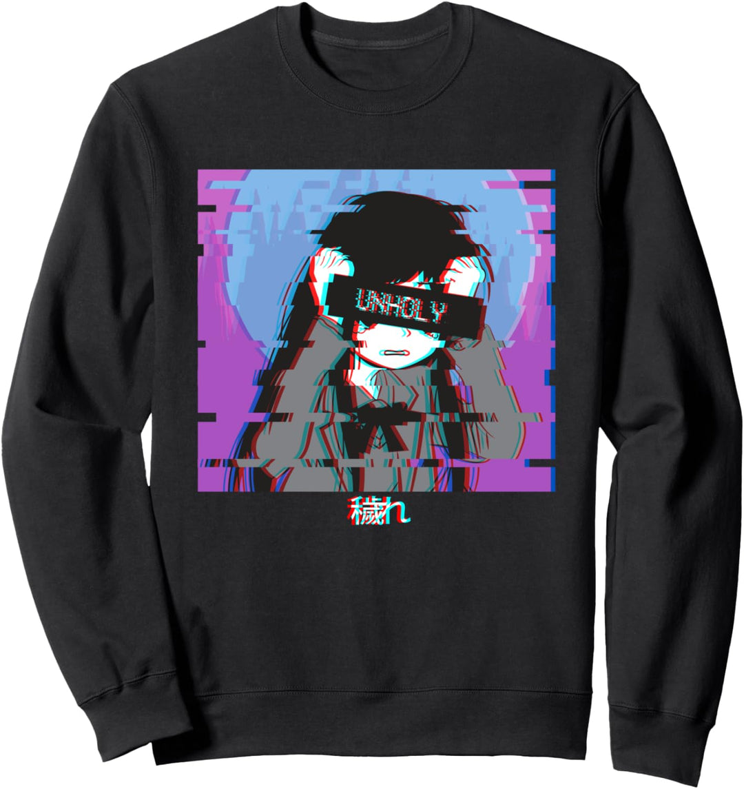 Sad Anime Girl Japanese Vaporwave Aesthetic Unholy Sweatshirt