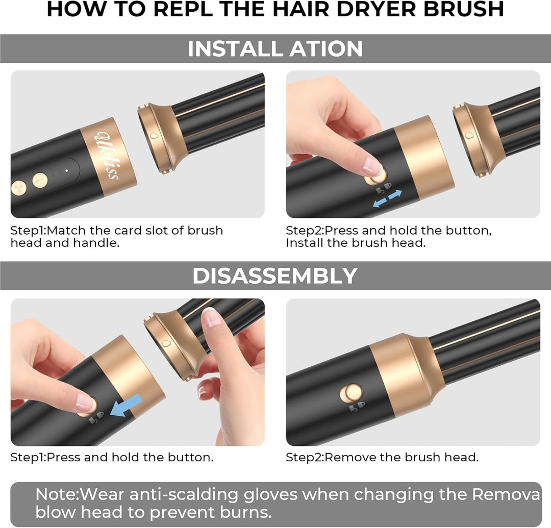 Airstyler Warmluftbürste 7 in 1, UKLISS 1400W Hairstyler Haartrockner mit Rundbürstenföhn Föhnbürste