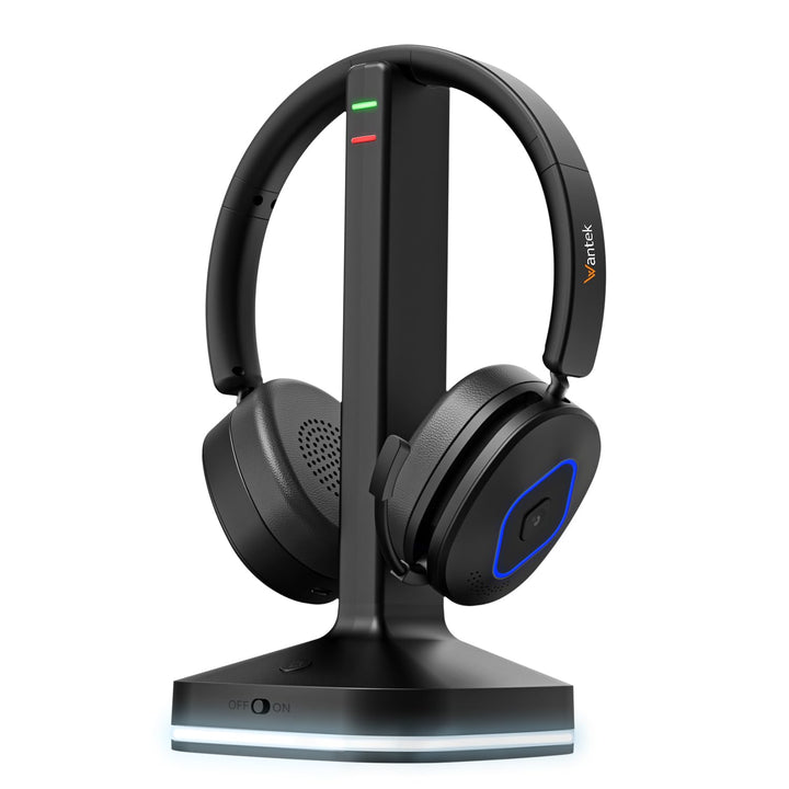 Wantek Kabelloses Bluetooth-Headset mit Mikrofon mit Geräuschunterdrückung, kompatibel mit Windows,