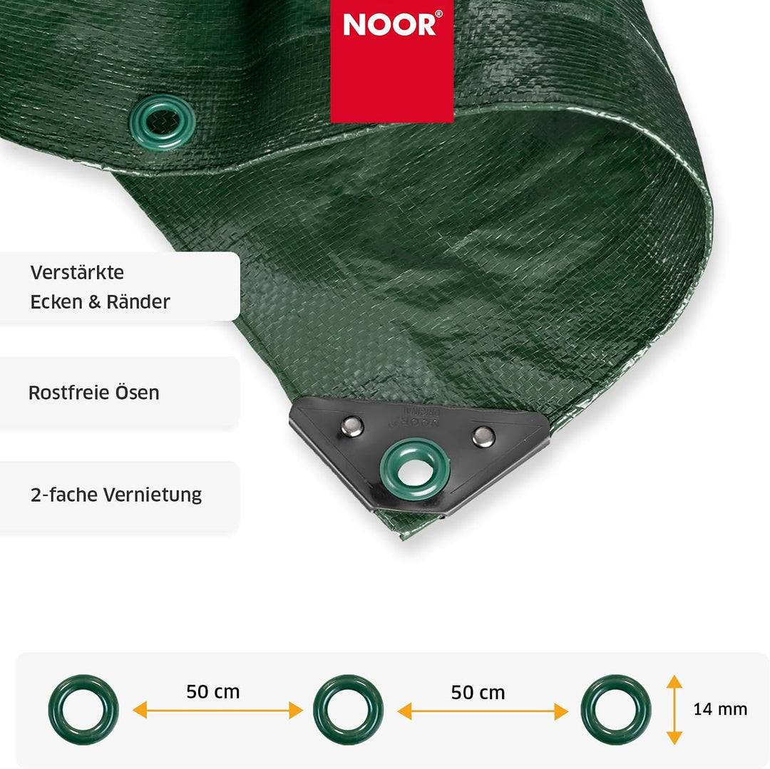 NOOR Abdeckplane SUPER 200g/m² Grün I 5 x 6 m I Allzweckplane für Schutz vor Witterung I Ideal geeig
