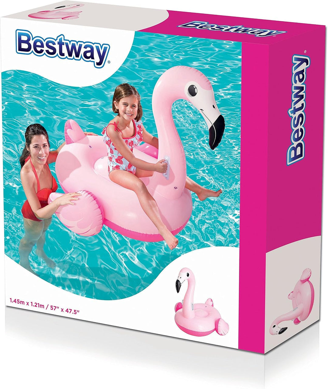 Bestway 41099 Pretty Pink Flamingo Rider Schwimmtier für Kinder, 145 x 121 cm