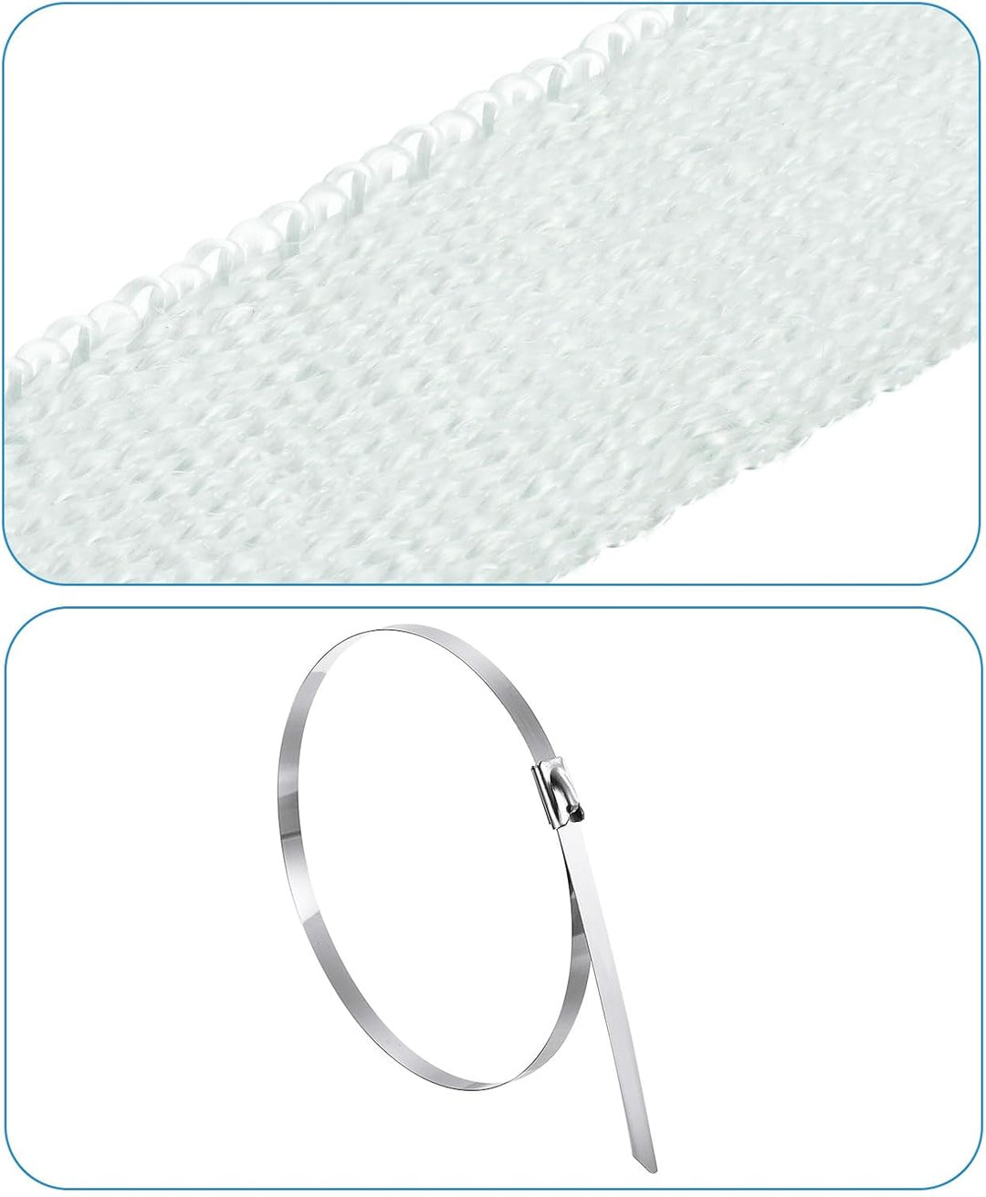 QUARKZMAN Hitzeschutzband 10 Meter x 5cm Auspuff Dichtband Auspuffband Fibreglass mit 4 Edelstahl Ka