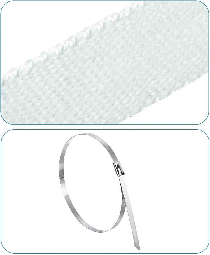 QUARKZMAN Hitzeschutzband 10 Meter x 5cm Auspuff Dichtband Auspuffband Fibreglass mit 4 Edelstahl Ka