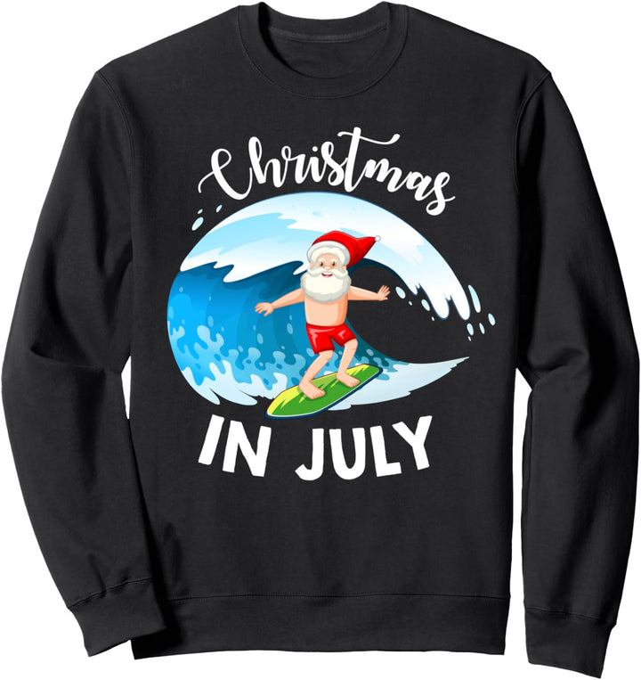 Christmas in July Santa Surfing Sweatshirt