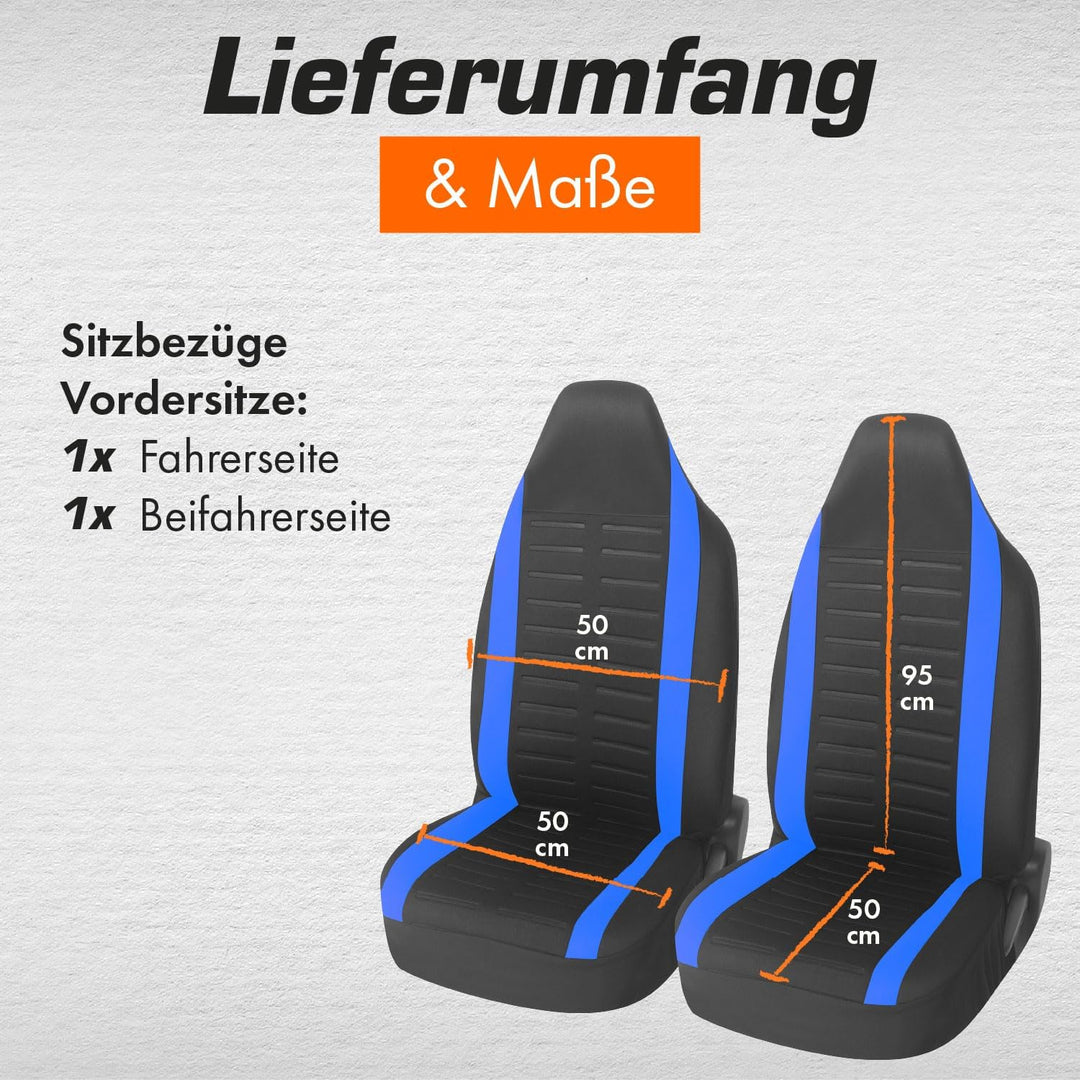 Upgrade4cars Autositzbezüge Set für Pilotensitze | Autositzbezug für die Vordersitze in Blau | Autos