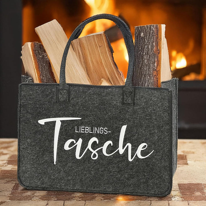 Cepewa Filztasche | dunkelgrau 40x26,5x21cm 100% Polyesterfilz 3mm | Einkaufstasche Shopper Henkelta