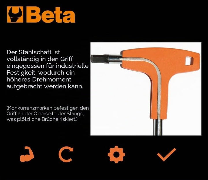 Beta 96T/S5P - Sechskant-stiftschlüsselsatz mit kunststoff-T-Griff, 5 teilig