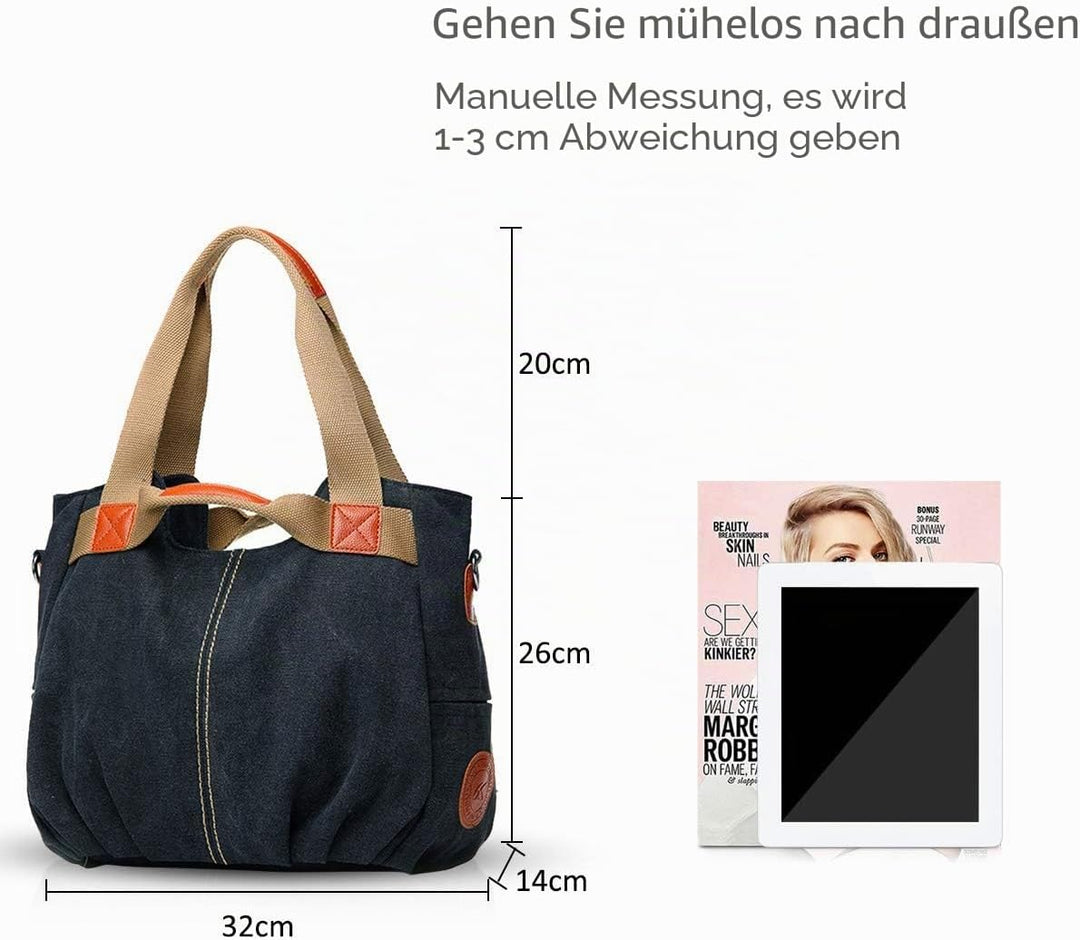 NICOLE & DORIS Canvas Tasche Damen Tragetaschen für Damen Schultertaschen Umhängetasche Leinwand Han