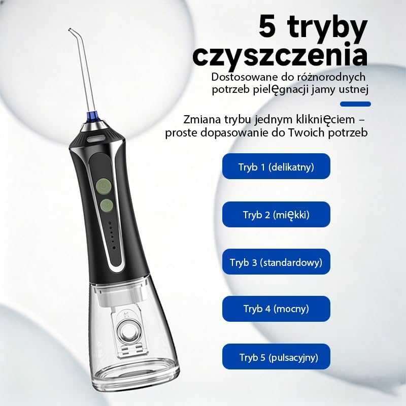 Elektrische Mundspülung Drahtlos Mit Tank 300ml Und 5 Spitzen 2500mAh IPX7 Wasserdicht Zahnspüler, E
