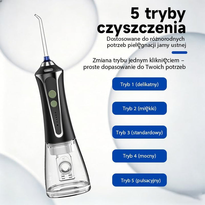 Elektrische Mundspülung Drahtlos Mit Tank 300ml Und 5 Spitzen 2500mAh IPX7 Wasserdicht Zahnspüler, E