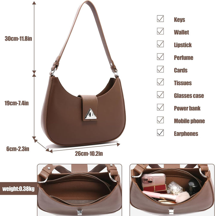 Travistar Handtasche Damen Elegant Schultertasche Damen Kleine Hobo Bag Y2k Tasche Veganes Leder Sat