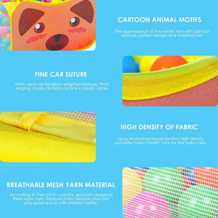 Ruspela Kinder Pop Up Faltbares Cartoon Spielzelt Pit Pool mit Basketballkorb Blau