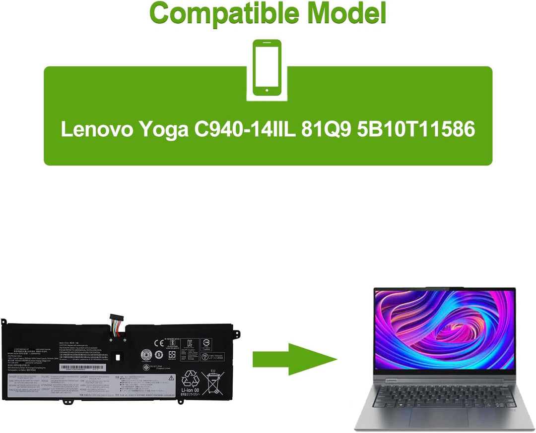 SwarKing Ersatz Akku Kompatibel mit Lenovo Ideapad Yoga C940-14IIL Series Notebook 5B10T11585 5B10T1