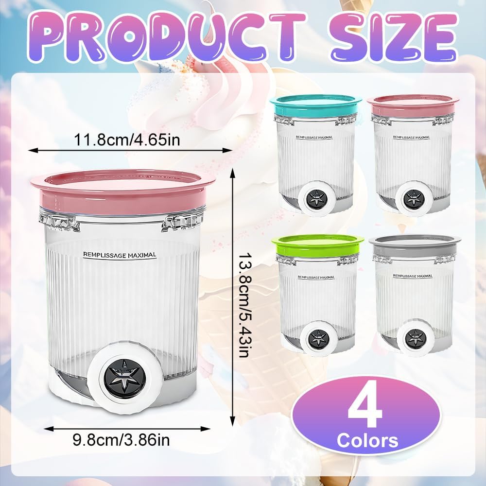4 Stück Behälter für Ninja CREAMi NC700 NC701, 480ML Creami Behälter mit Deckel und Schaufel, BPA-Fr