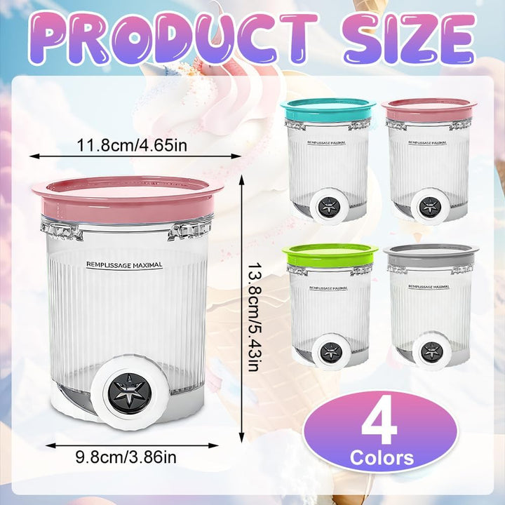 4 Stück Behälter für Ninja CREAMi NC700 NC701, 480ML Creami Behälter mit Deckel und Schaufel, BPA-Fr