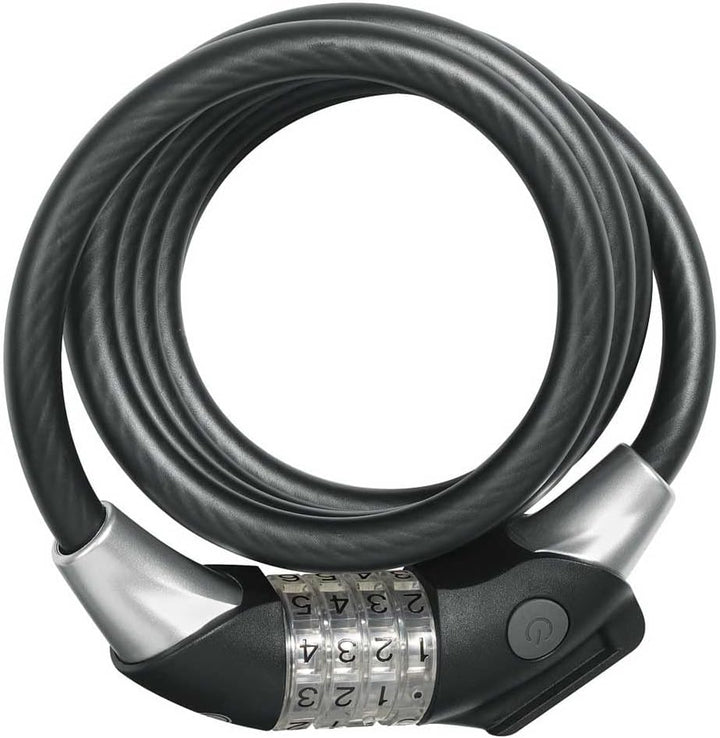 ABUS Spiralkabelschloss Raydo Pro 1450/185 + TexKF-Halterung - Zahlenschloss mit beleuchteten LED-Za