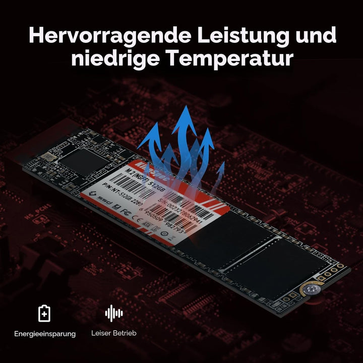 KingSpec 512GB M.2 SSD 2280, Interne Solid State Hard Drive-SATA iii 6Gb/s, M2 NGFF Disco Duro für D