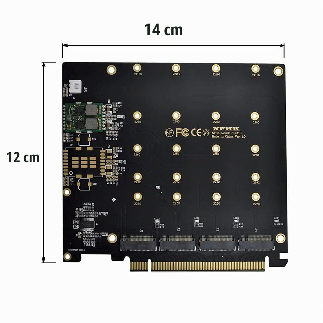 Chenyang CY M.2 NVME Gen 3.0 Adapter NVME M.2 AHCI X4 zu PCI-E Express 3.0 Gen3 X16 RAID-Karte mit L