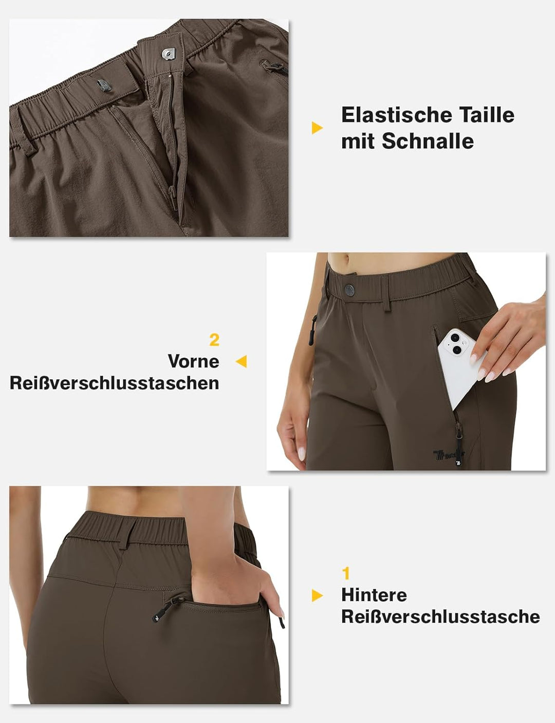 donhobo Damen Outdoor Wanderhose Quick Dry Campinghose Ultraleichter Verschleissfester UV-Schutz Atm