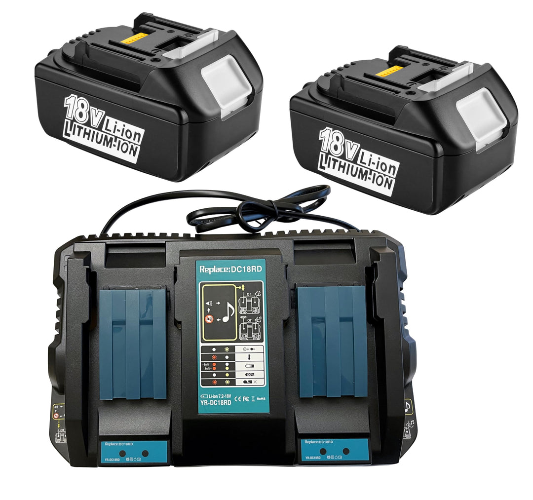 2 Stück Ersatz akku für Makita BL1850B 18V LXT Lithium-Ionen (18V 5.0Ah)，und 1 Stück Ersatz Doppelte