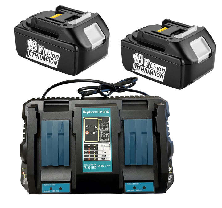 2 Stück Ersatz akku für Makita BL1850B 18V LXT Lithium-Ionen (18V 5.0Ah)，und 1 Stück Ersatz Doppelte