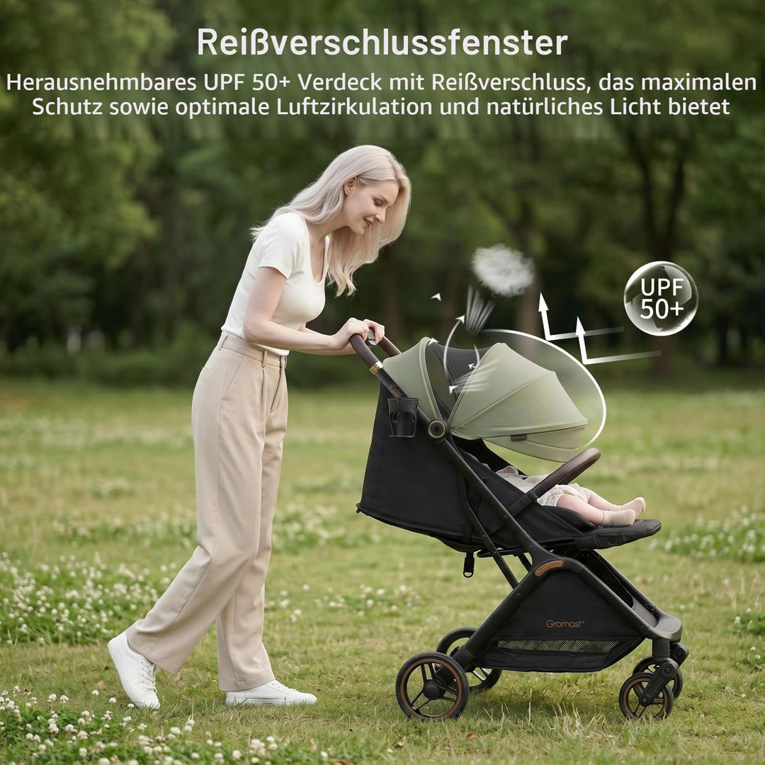 Gromast Gravity faltbarer Baby-Kinderwagen, Tragbarer Reise-Kleinkindbuggy Mit Verstellbarer Rückenl