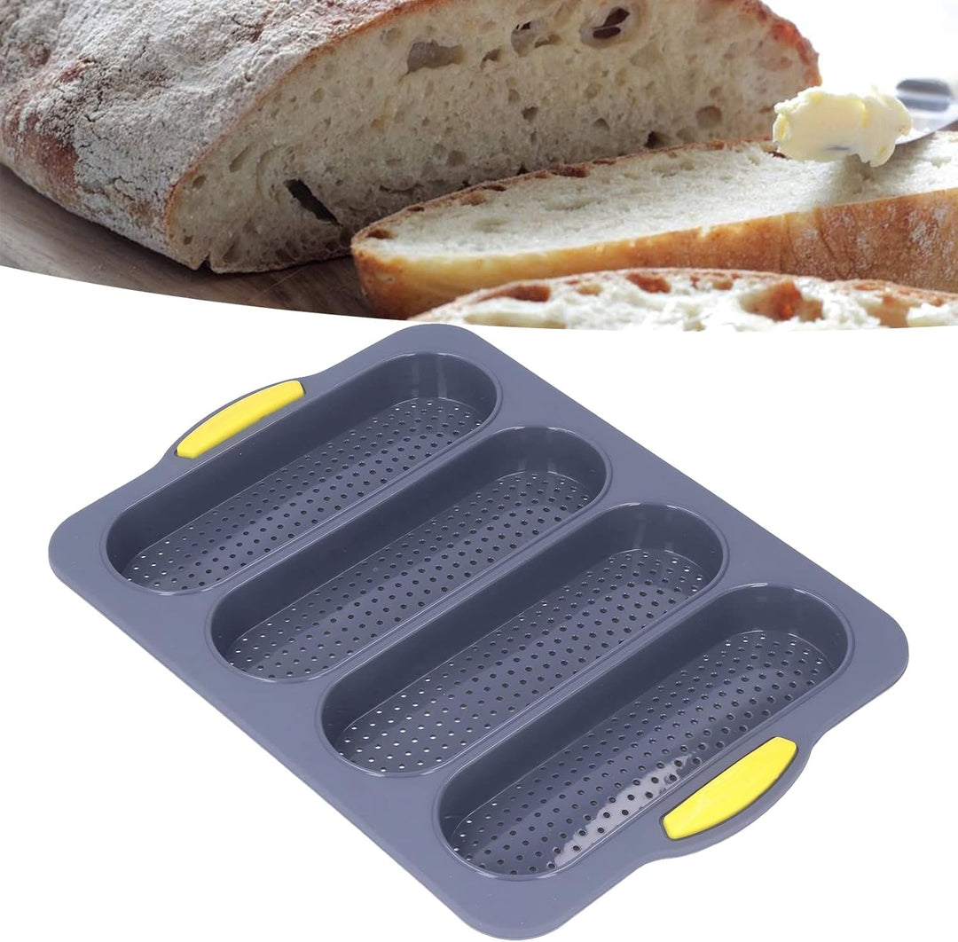 Brotbackblech, glatte Oberfläche, verschleissfest, weich, leicht entformbar, Baguetteform, 4 Rillen