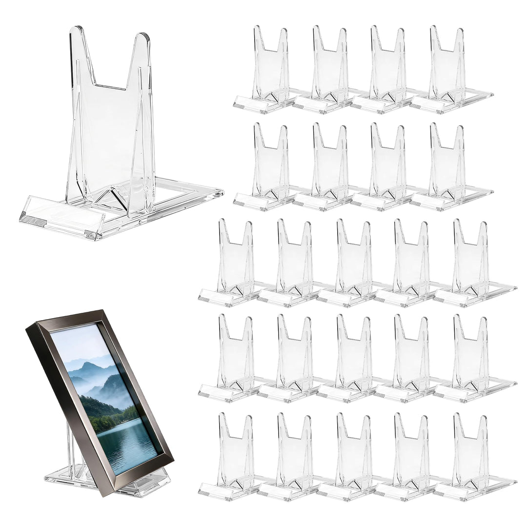 24 Stück Kunststoff Tellerständer, Acryl Ständer, Verstellbar Dekotellerhalter, Transparente Tellerh
