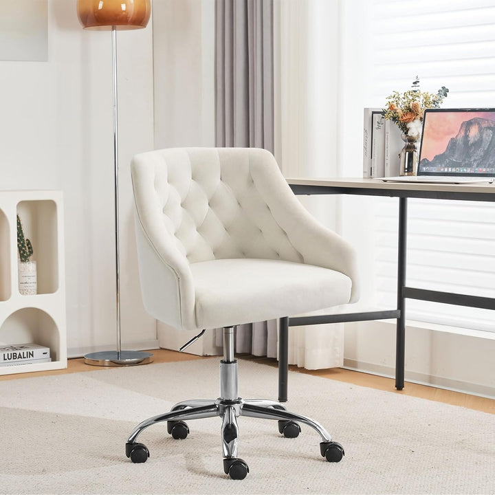 Samt Bürostuhl, Ergonomischer Schreibtischstuhl Samt mit Rollen, Höhenverstellbarer Drehstuhl Schmin