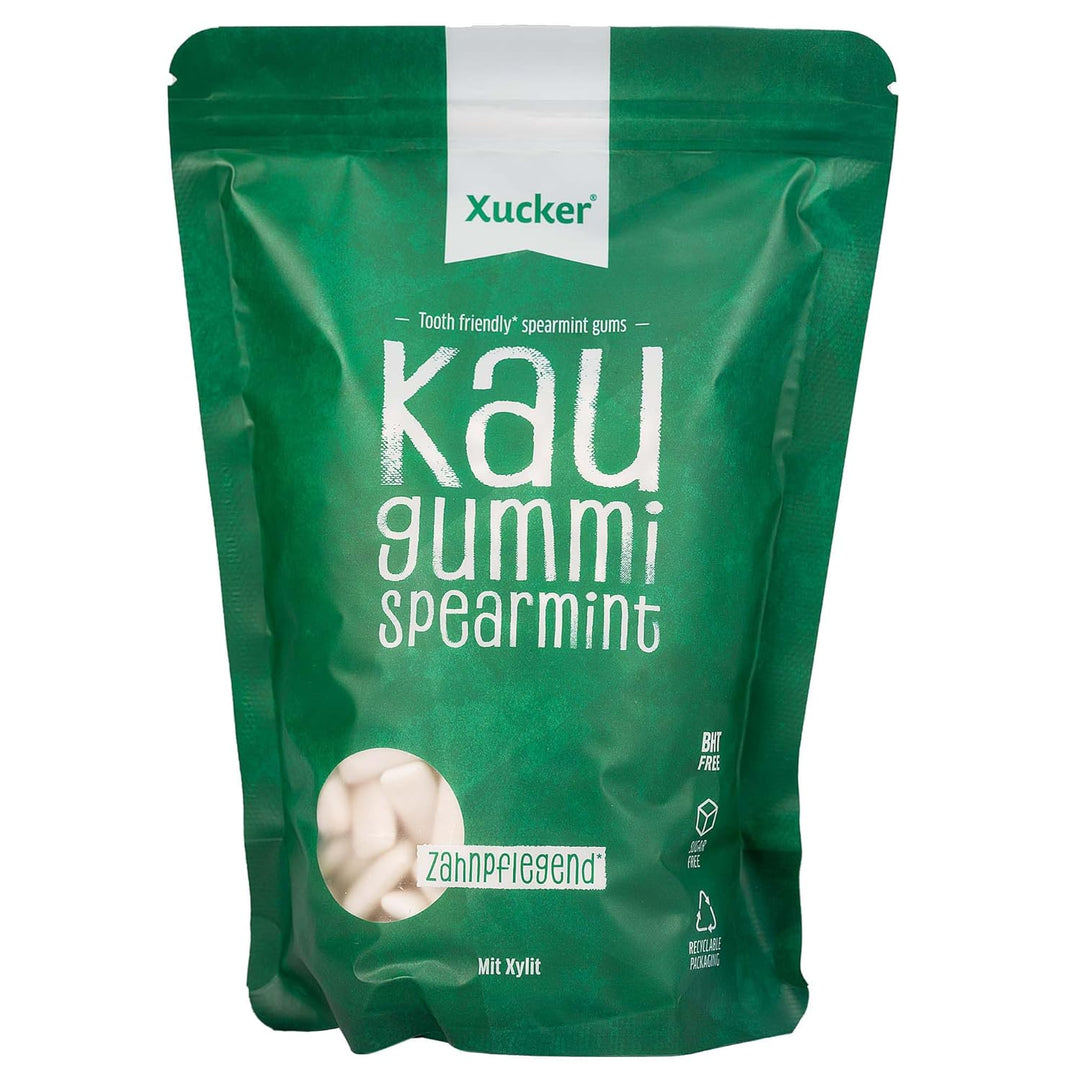 Xucker Zuckerfreie Zahnpflege Kaugummis Spearmint - Xylit Kaugummi zuckerfrei mit Spearmint Geschmac