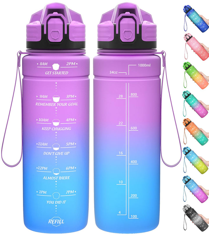 Sport Trinkflasche 2l, 1,5l, 1l, 700ml, 500ml Trinkflasche Kinder Auslaufsicher, Motivierende Wasser